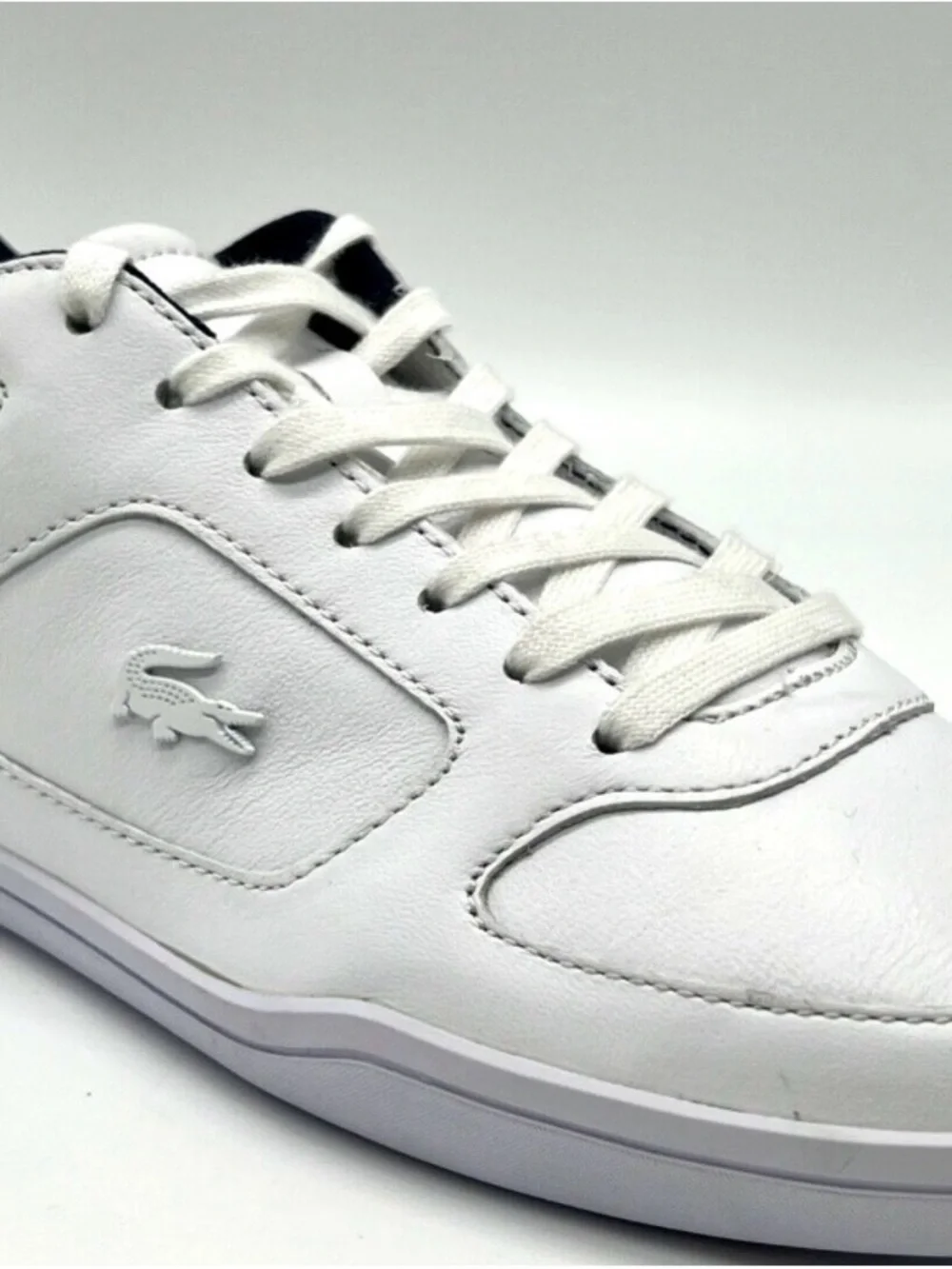 Lacoste Men’s White Leather Sneakers - Classic Tennis Style Sz 8.5
